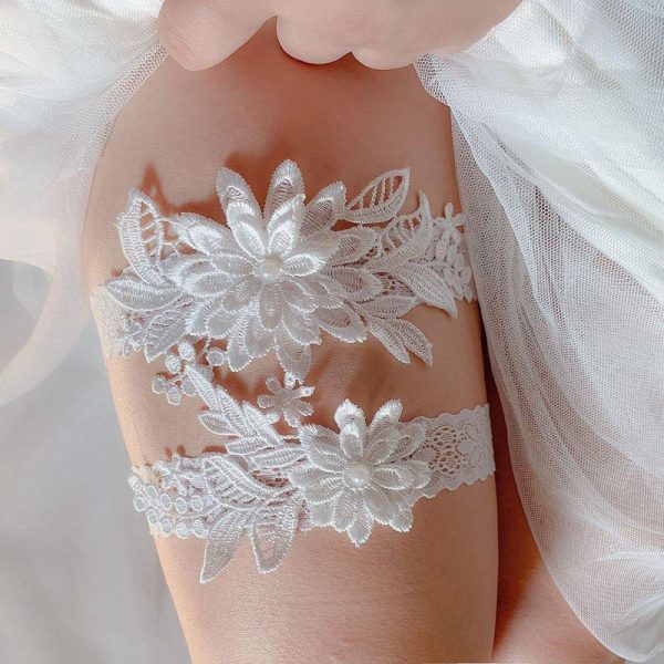 White Wedding Garter Set